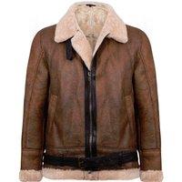 Infinity Leather Men's Sheepskin Aviator Jacket- KANSAS in Brown | Size: 4XL