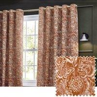 Wylder Tropics Bengal Chenille Eyelet Curtains in Amber | Size: 117 cm width x 137 cm drop