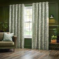 Wylder Tropics Bengal Chenille Eyelet Curtains in Light Green | Size: 168 cm width x 137 cm drop