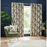 Wylder Tropics Galapagos Jacquard Eyelet Curtains in Green | Size: 168 cm width x 183 cm drop