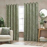 Wylder Nature Bali Botanical Jacquard Eyelet Curtains in Olive | Size: 168 cm width x 137 cm drop