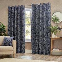 Wylder Nature Bali Botanical Jacquard Eyelet Curtains in Midnight | Size: 168 cm width x 183 cm drop