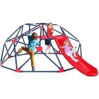 Costway 8FT Dome Climber Kids Toddler Climbing Frame With Slide Geometric Climbing Dome in Red