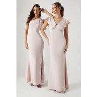 Coast Women's Honoured V Neck Angel Short Sleeve Satin Maxi Bridesmaid Dress in Blush | Size: 12