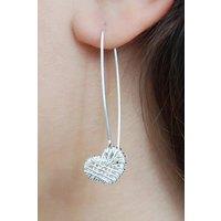 Otis Jaxon London Women's Sterling Silver Woven Heart Long Drop Earrings