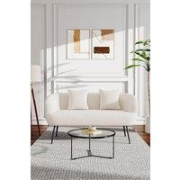 Modern Teddy Fur Metal Legs Loveseat with Two Cushions