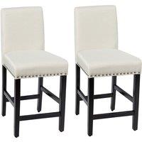 Costway Set of 2 Bar Stools Counter Height Chair Upholstered W/ Low Backrest & Wide Seat in Beige