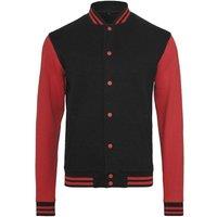 Build Your Brand Men's Sweat College Jacket in Jet Black | Size: Large