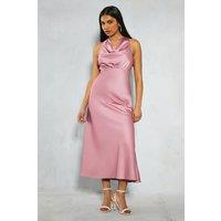 Petite Satin Cross Back Midi Bridesmaids Dress