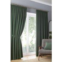 Fusion 'Dijon' Thermal & Blackout Fully Lined Pencil Pleat Curtains in Bottle Green | Size: 168 cm width x 183 cm drop