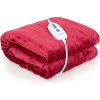 Costway 150 x 200 cm Electric Heated Blanket Cozy Flannel Fabric Heating Blanket Throw in Red | Size: 150 cm x 200 cm