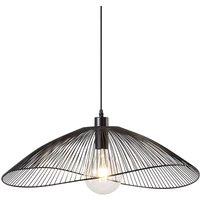 Harper Living Contemporary Medium Pendant Ceiling Light Decorative shade with curved metal threads in Black