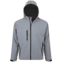 SOL'S Men's Replay Hooded Soft Shell Jacket (Breathable, Windproof & Water Resistant) in Grey | Size: Large