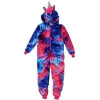Animal Crazy Unicorn Tie Dye Fleece Onesie in Purple | Size: 6-7 Years