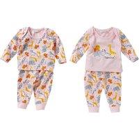 Lullaby Girl's Girls 2 Pack Elephant Pyjama Set in Pale Pink | Size: 3-6 m