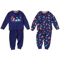 Lullaby Boy's 2 Pack Dinosaur Pyjama Set in Dark Indigo | Size: 18-24 m