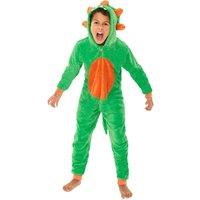 Animal Crazy Dinosaur Embossed Fleece Onesie in Green | Size: 10-11 Years