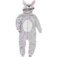 Animal Crazy Rabbit Fleece Onesie in Mid Grey | Size: 3-4 Years