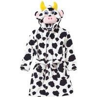 Animal Crazy Cow Fleece Dressing Gown in Black | Size: 10-11 Years
