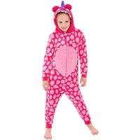 Animal Crazy Spot Dinosaur Fleece Onesie in Bright Pink | Size: 6-7 Years