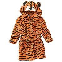 Animal Crazy Tiger Fleece Dressing Gown in Orange | Size: 11-12 Years