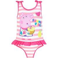 Peppa Pig Girl's Summer Time Stripe Swimsuit in Pink | Size: 18-24 m