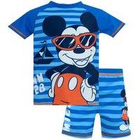 Disney Boy's Mickey Mouse Stripe Two Piece Swim Set in Blue | Size: 3-4 Years
