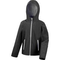 Result Core Hooded Softshell Jacket in Black | Size: 9-10 Years