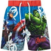 Marvel Boy's Captain America & The Incredible Hulk Avengers Swim Shorts in Blue | Size: 7-8 Years