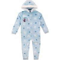Disney Girl's Frozen Onesie Fleece Hooded All In One in Blue | Size: 8-9 Years