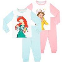 Disney Girl's Princess Pyjamas 2 Pack Ariel & Belle in Pink | Size: 18-24 m