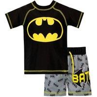 DC Comics Boy's Batman Swimsuit Two Piece Swim Set in Black | Size: 9-10 Years