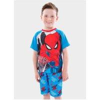 Marvel Boy's Spiderman Short Pyjamas in Blue | Size: 9-10 Years