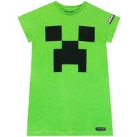 Minecraft Girl's Gaming Short Sleeve Creeper Nightdress in Green | Size: 11-12 Years