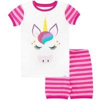 Harry Bear Girl's Unicorn Face Cosy Snuggle Fit Pyjamas in Pink | Size: 8-9 Years