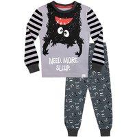 Harry Bear Boy's Need More Sleep Monster Cosy Snuggle Fit Pyjamas in Grey | Size: 18-24 m