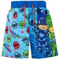 PJ Masks Boy's Catboy Owlette & Gekko Motif Swim Shorts in Blue | Size: 18-24 m
