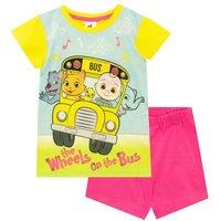 Cocomelon Girl's Wheels On The Bus Short Pyjamas in Pink | Size: 18-24 m
