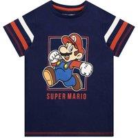 Super Mario Boy's Stripe Gaming Short Sleeve T-Shirt in Blue | Size: 4-5 Years