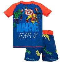 Marvel Boy's Team Up Avengers Two Piece Swim Set in Red | Size: 10-11 Years