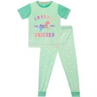 Harry Bear Girl's Embrace Inner Unicorn Pyjamas in Green | Size: 7-8 Years