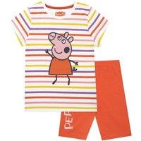 Peppa Pig Girl's Stiped T-Shirt & Short Set in Pink | Size: 4-5 Years