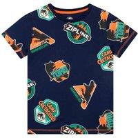 Jurassic World Boy's Camp Cretaceous All Over Print Dinosaur T-Shirt in Blue | Size: 10-11 Years