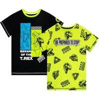 Jurassic World Boy's Dinosaur T-Shirt 2 Pack in Green | Size: 8-9 Years