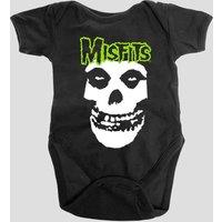 Misfits Skull & Logo Baby Grow in Black | Size: 24 m