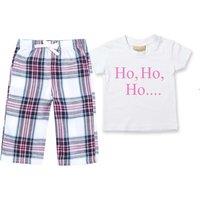 60 SECOND MAKEOVER Ho Ho Ho Christmas Pyjamas Children Tartan Trouser Bottoms Pyjama Set in Pink | Size: 3-4 Years