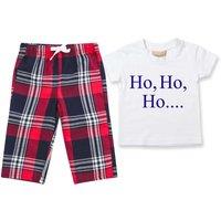 60 SECOND MAKEOVER Ho Ho Ho Christmas Pyjamas Children Tartan Trouser Bottoms Pyjama Set in Red | Size: 3-4 Years