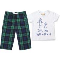 60 SECOND MAKEOVER Boy's I'm The Big Brother Pyjamas Children Trouser Bottoms Pyjama Set Big Brother in Green | Size: 11-12 Years