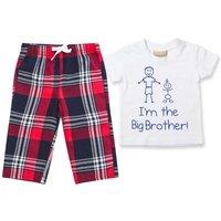60 SECOND MAKEOVER Boy's I'm The Big Brother Pyjamas Children Trouser Bottoms Pyjama Set Big Brother in Red | Size: 3-4 Years
