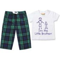 60 SECOND MAKEOVER Boy's I'm The Little Brother Pyjamas Children Trouser Bottoms Pyjama Set Little Brother in Green | Size: 6-12 m